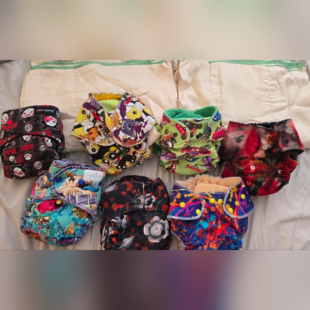 Kids Cloth Diapers Lot With Prefolds